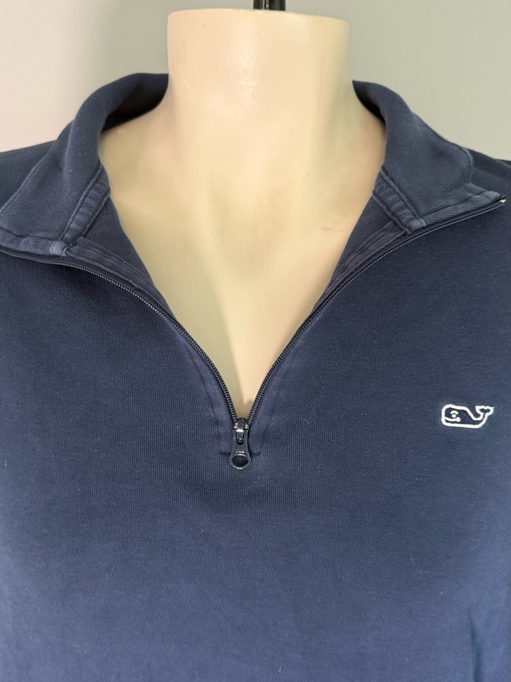 Vineyard Vines Navy Women's Quarter-Zip Pullover with Whale Logo